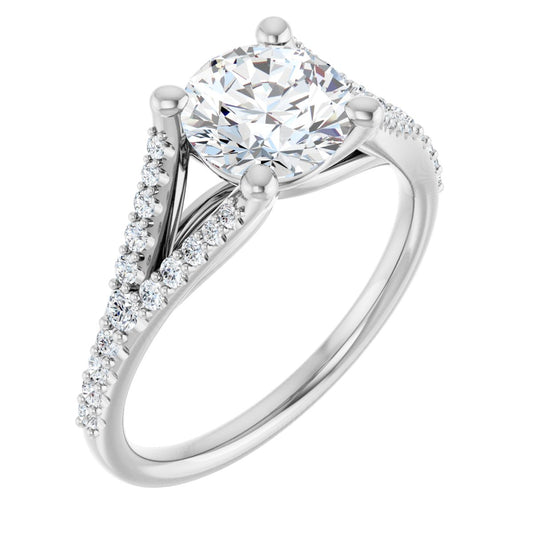 Round Brilliant Accented Engagement Ring