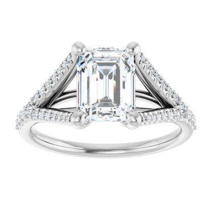 Radiant / Emerald Accented Engagement Ring