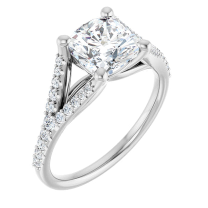 Cushion Accented Engagement Ring