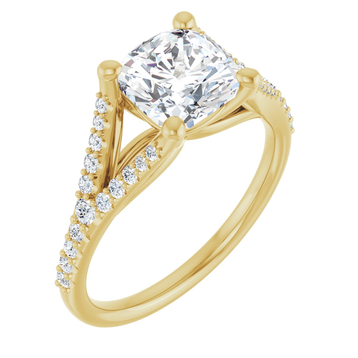 Cushion Accented Engagement Ring