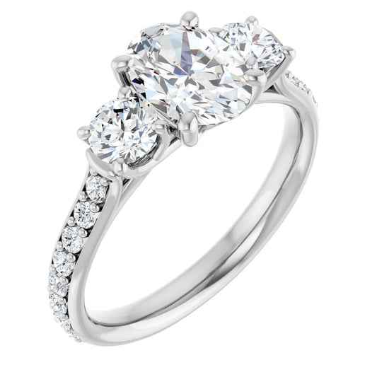 Oval Three-Stone Engagement Ring