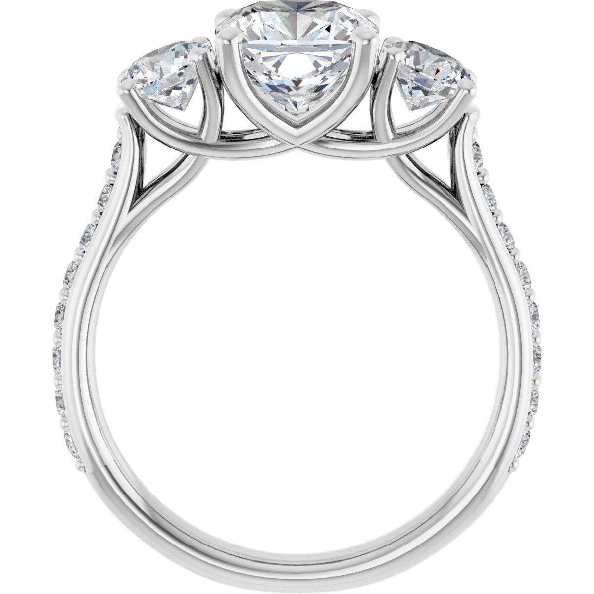 Cushion Three-Stone Engagement Ring