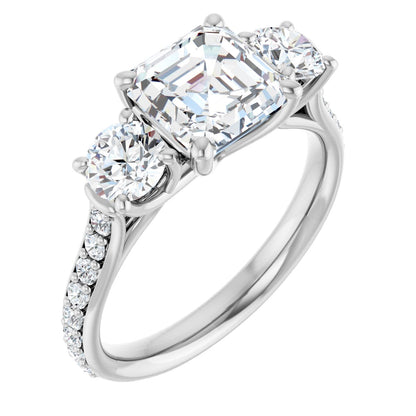 Asscher Three-Stone Engagement Ring