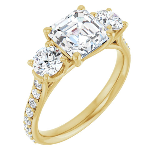 Asscher Three-Stone Engagement Ring