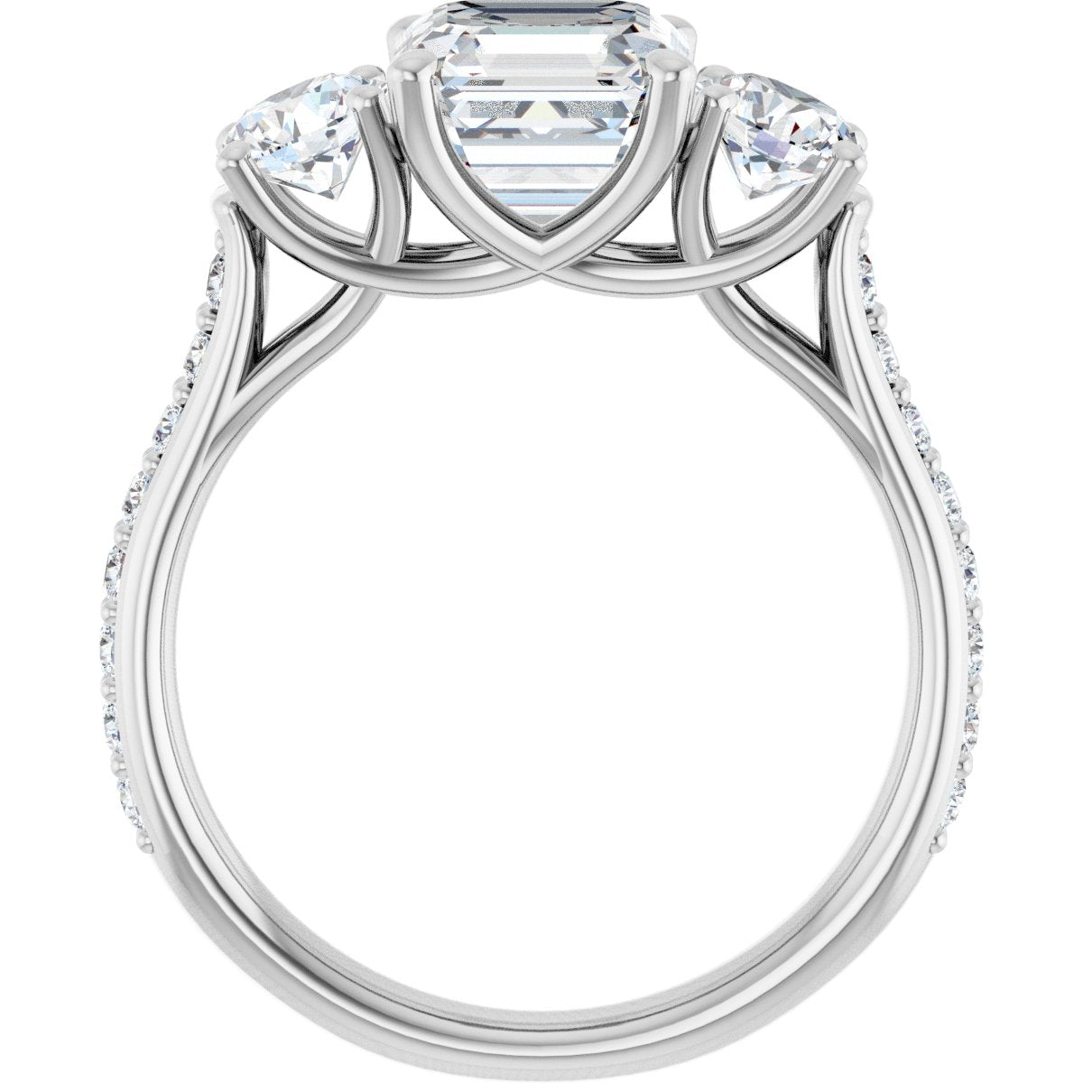 Asscher Three-Stone Engagement Ring