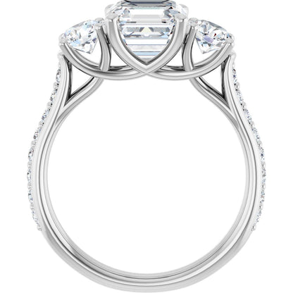 Asscher Three-Stone Engagement Ring