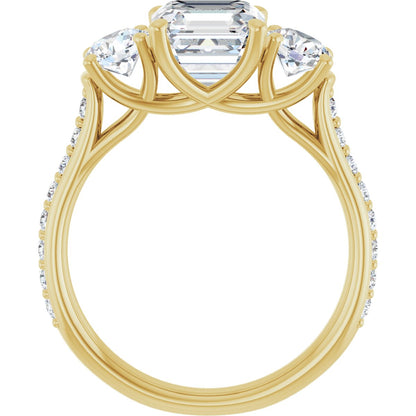 Asscher Three-Stone Engagement Ring