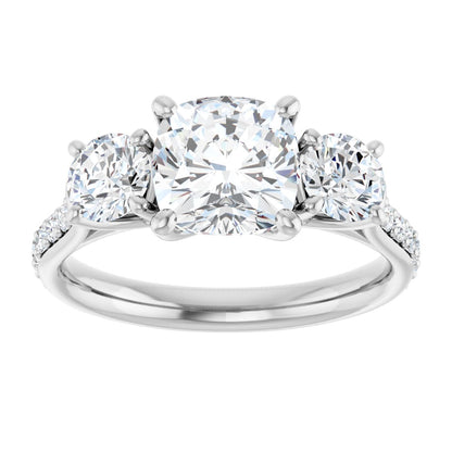 Cushion Three-Stone Engagement Ring