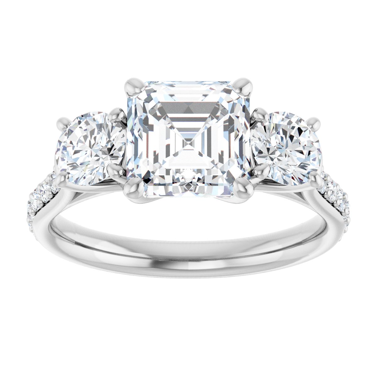 Asscher Three-Stone Engagement Ring