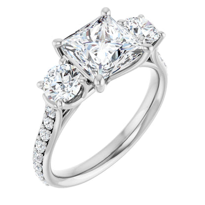 Princess Three-Stone Engagement Ring