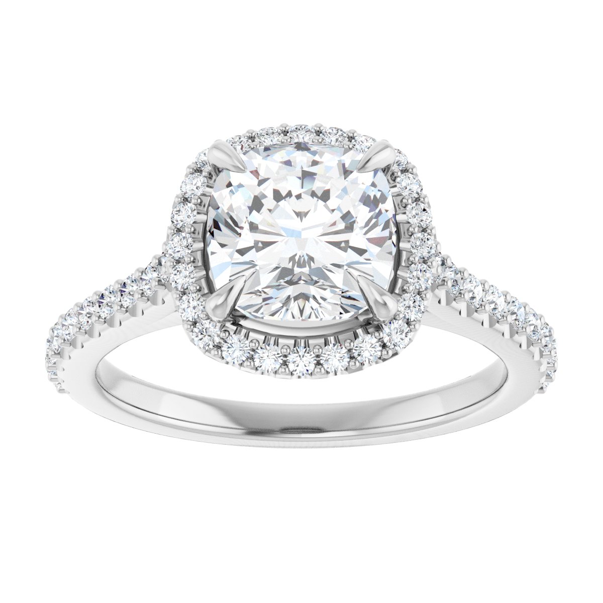 Cushion Halo-Style Engagement Ring