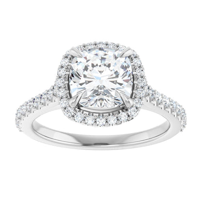 Cushion Halo-Style Engagement Ring