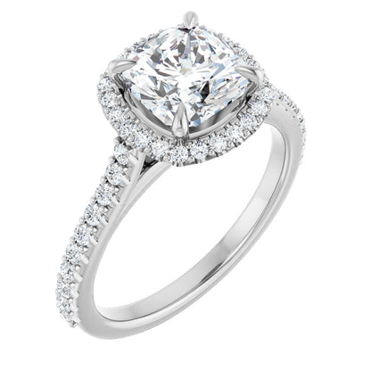 Cushion Halo-Style Engagement Ring