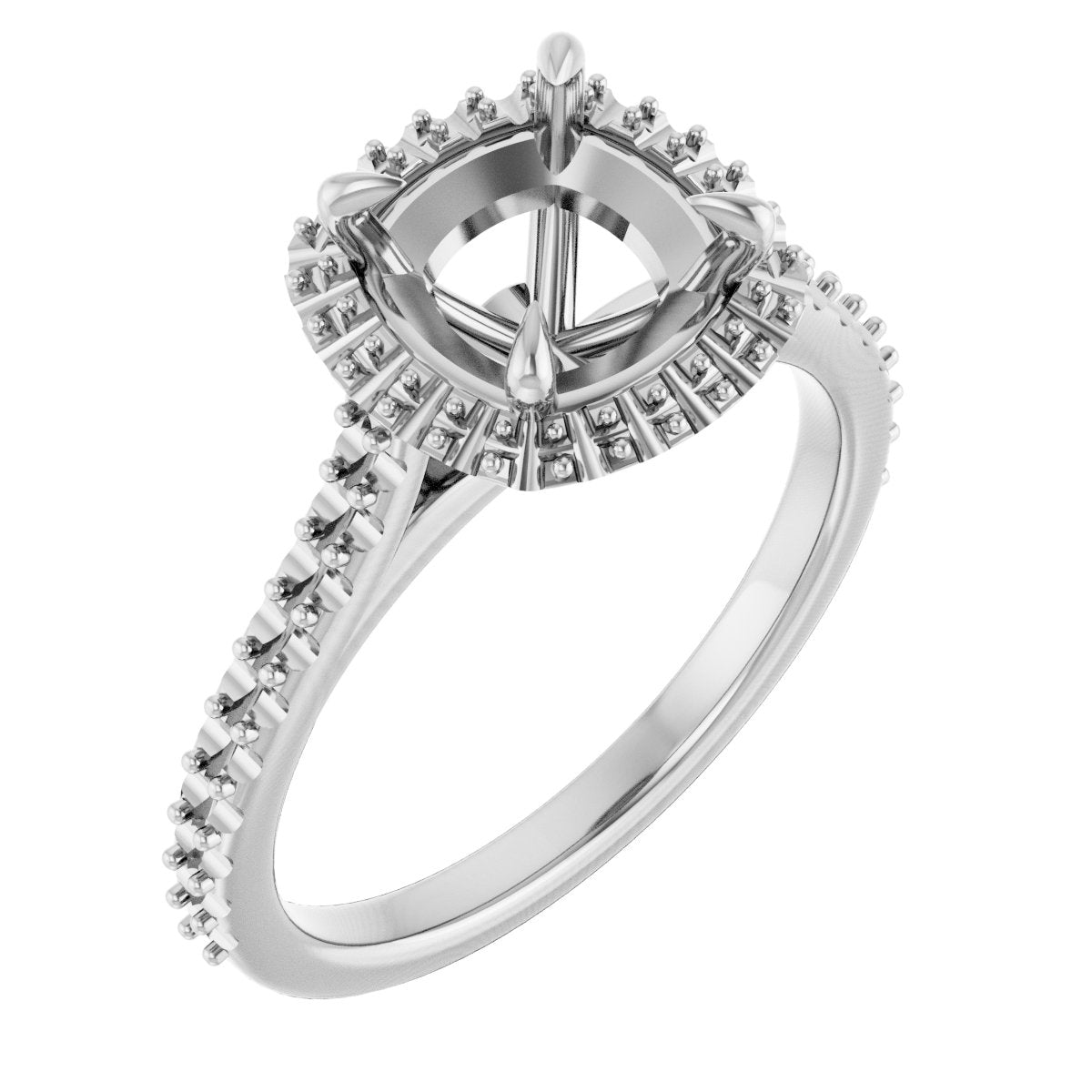 Cushion Halo-Style Engagement Ring