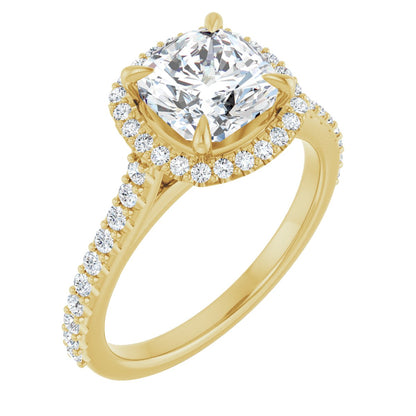 Cushion Halo-Style Engagement Ring