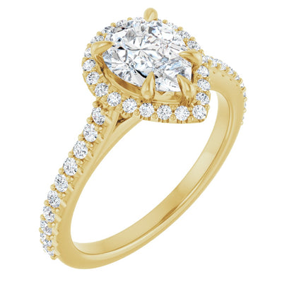 Pear Halo-Style Engagement Ring