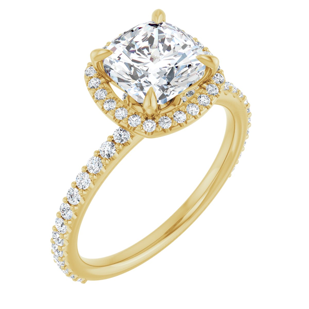 Cushion Halo-Style Engagement Ring