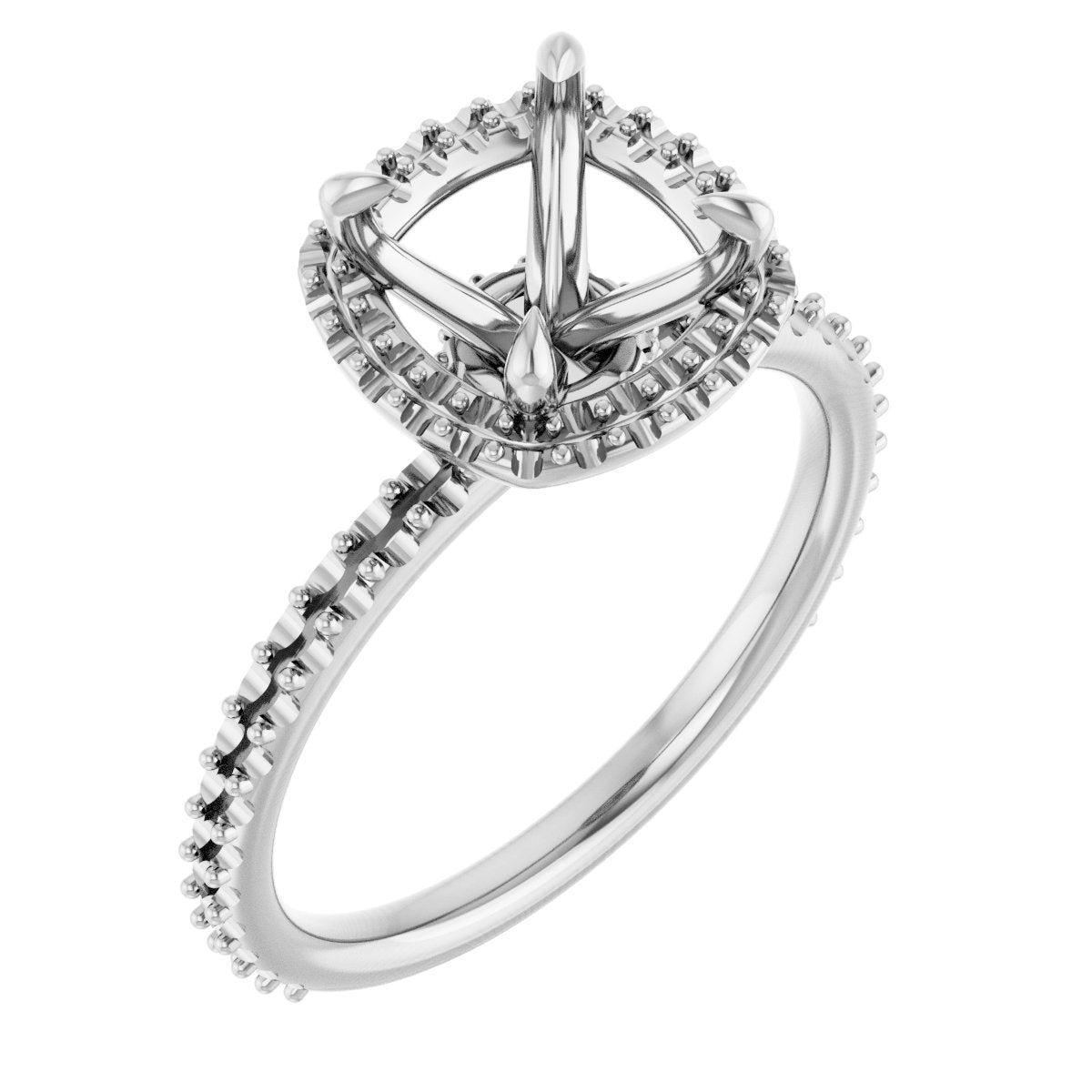 Cushion Halo-Style Engagement Ring