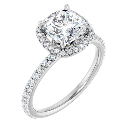 Cushion Halo-Style Engagement Ring