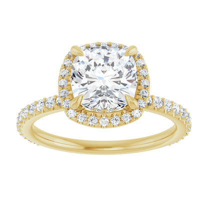 Cushion Halo-Style Engagement Ring