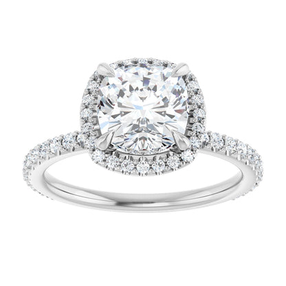 Cushion Halo-Style Engagement Ring