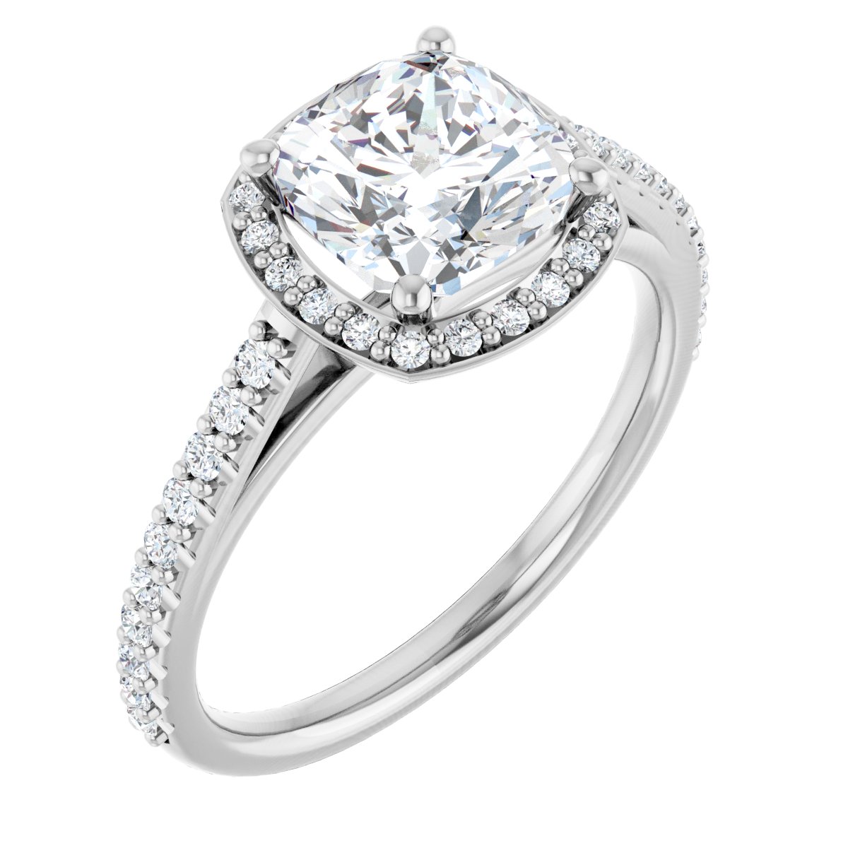 Cushion Halo-Style Engagement Ring