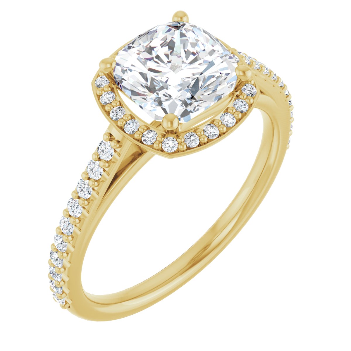 Cushion Halo-Style Engagement Ring