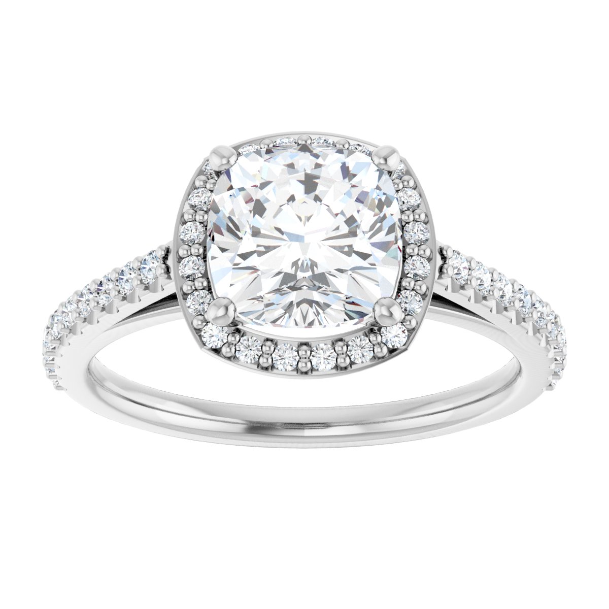 Cushion Halo-Style Engagement Ring