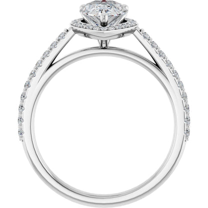 Pear Halo-Style Engagement Ring