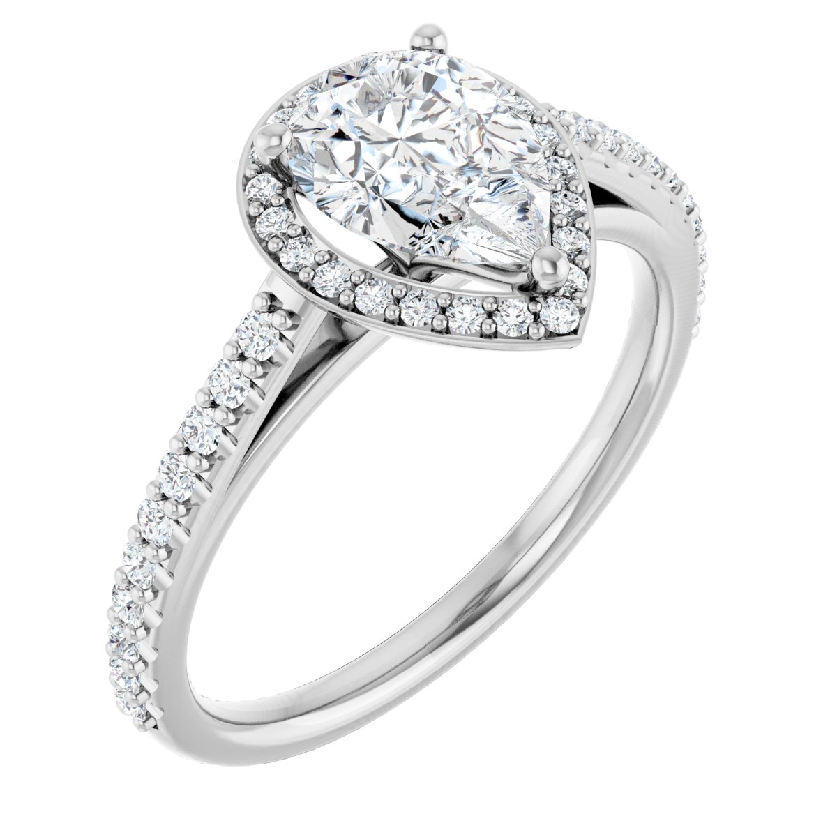 Pear Halo-Style Engagement Ring