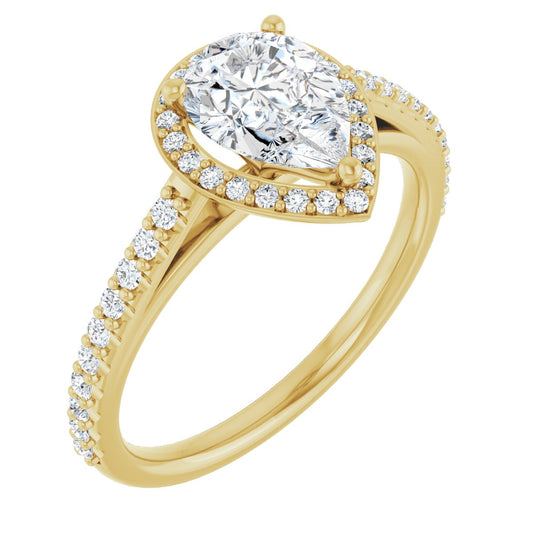 Pear Halo-Style Engagement Ring