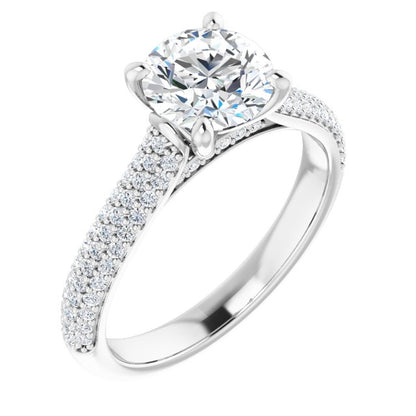 Round Brilliant Pavé Accented Engagement Ring