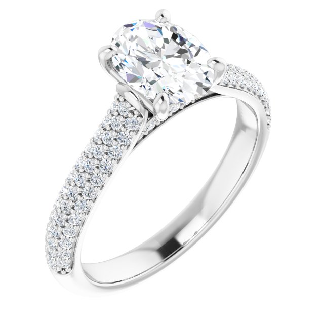 Oval Pavé Accented Engagement Ring