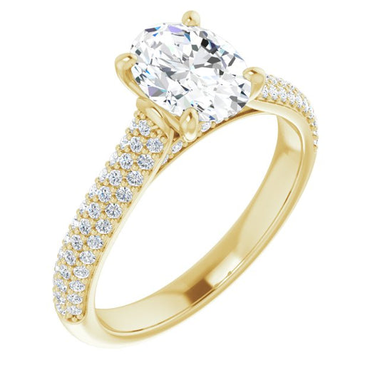 Oval Pavé Accented Engagement Ring