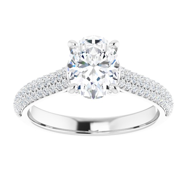 Oval Pavé Accented Engagement Ring