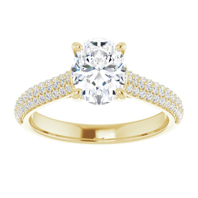 Oval Pavé Accented Engagement Ring