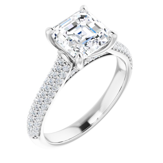 Asscher Pavé Accented Engagement Ring