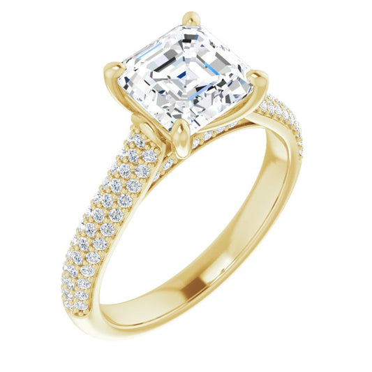 Asscher Pavé Accented Engagement Ring