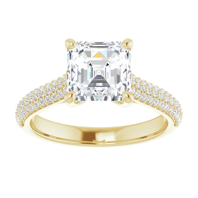 Asscher Pavé Accented Engagement Ring