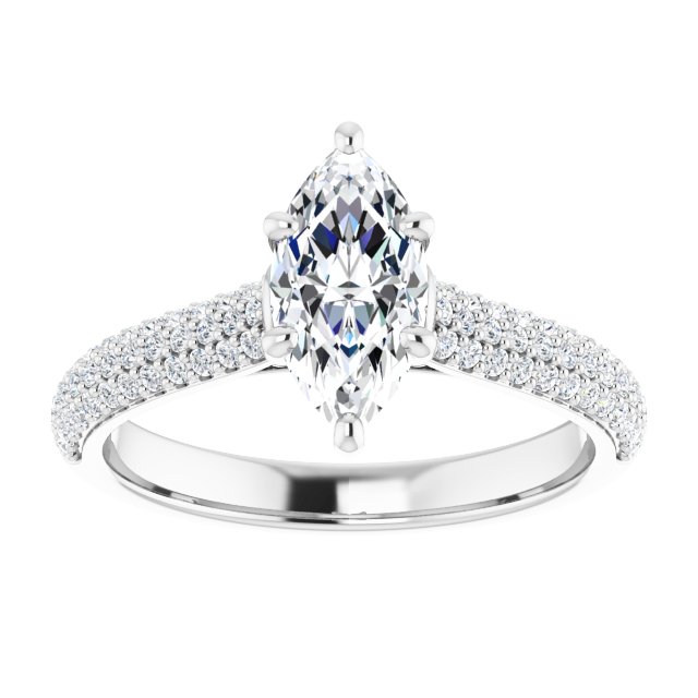 Marquise Pavé Accented Engagement Ring