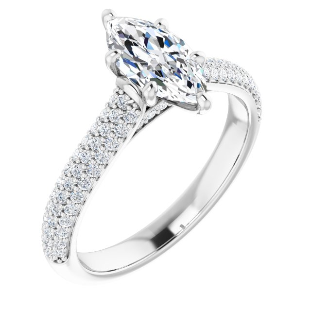 Marquise Pavé Accented Engagement Ring