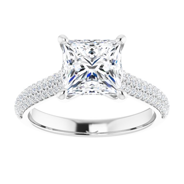 Princess Pavé Accented Engagement Ring