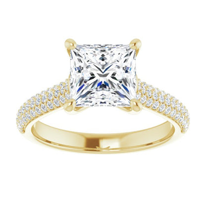 Princess Pavé Accented Engagement Ring