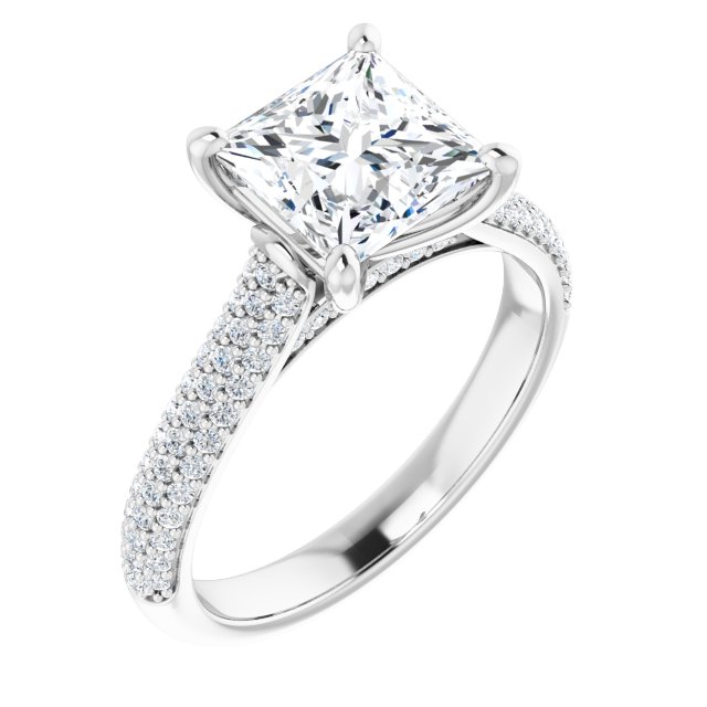 Princess Pavé Accented Engagement Ring