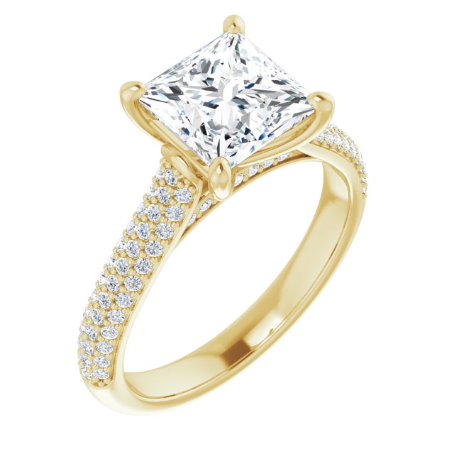 Princess Pavé Accented Engagement Ring