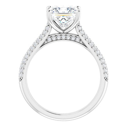 Princess Pavé Accented Engagement Ring