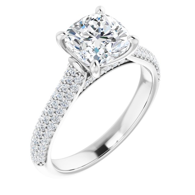 Cushion Pavé Accented Engagement Ring