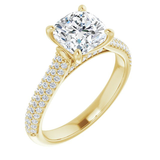 Cushion Pavé Accented Engagement Ring