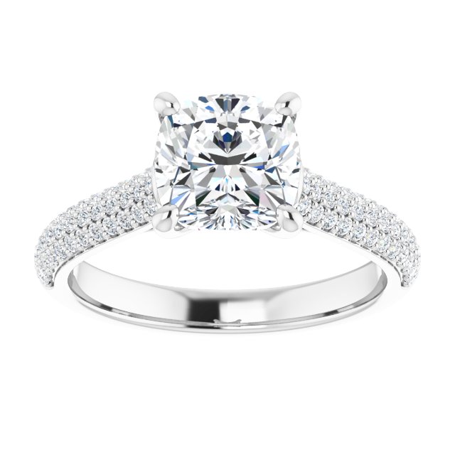 Cushion Pavé Accented Engagement Ring