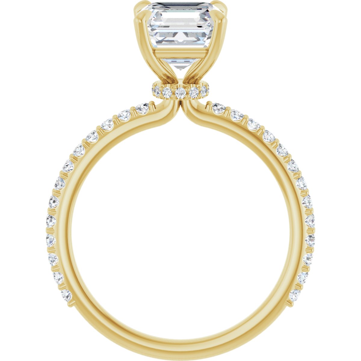 Asscher Accented Engagement Ring